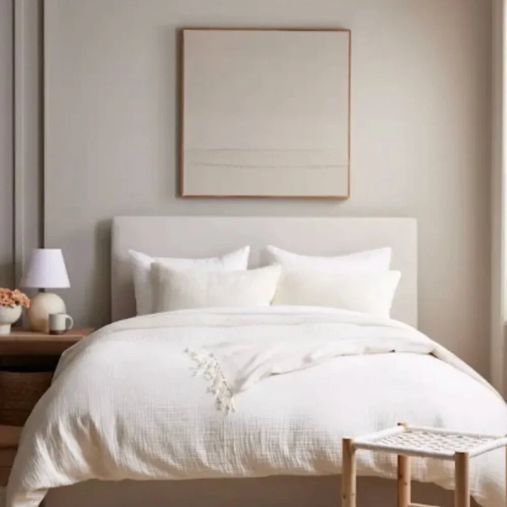 Quince 100% Organic Cotton Luxury Duvet Cover Set King/Cal King Ivory NWOT #6